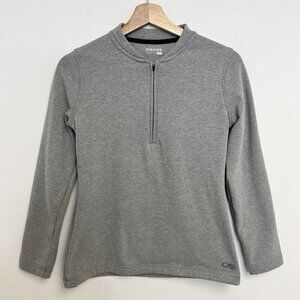 Oofos WOMEN'S COOL DOWN 1 ZIP - GRAY HEATHER Fleece Lined Top Sz M